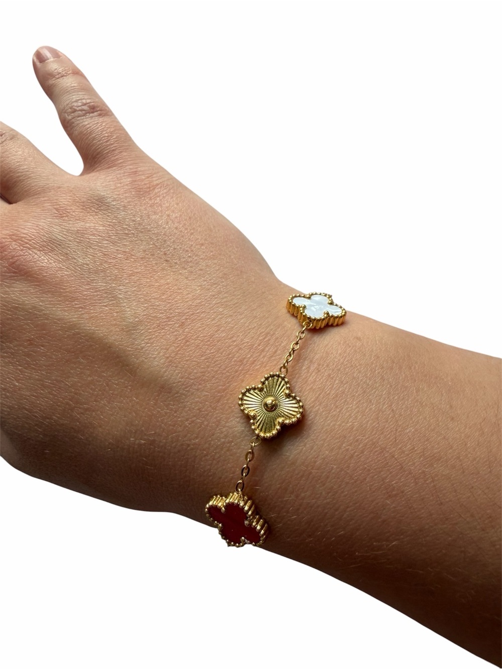 Women’s Clover Style Bracelet – Gold Tone multicoloured